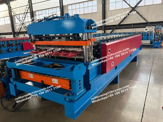 CE Approval Double Layer Roll Forming Machine for 0.3-0.6mm Metal Deck and Steel Tile with Mitsubishi PLC Control (Approval CE Approval Dwuwarstwowa maszyna do formowania rolki z 0,3-0,6 mm metalowych pokładów i stalowych płytek z sterowaniem Mitsubishi PLC)