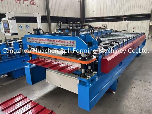 Hydrauliczna maszyna do formowania rolek blachy dachowej z 12 stacjami, sterowana silnikiem hydraulicznym, dla materiału o grubości 0,3-0,6 mm