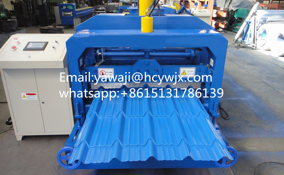 Wytrzymały napęd łańcuchowy trapezoidalny kolorowy szklany płytki dachowej Roll Forming Machine z średnicą wału 70 mm