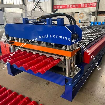 1220 mm szerokości Panel Szklane płytki Roll Forming Machine z 18 stacji Roller i Chain Drive dla budowy stalowej