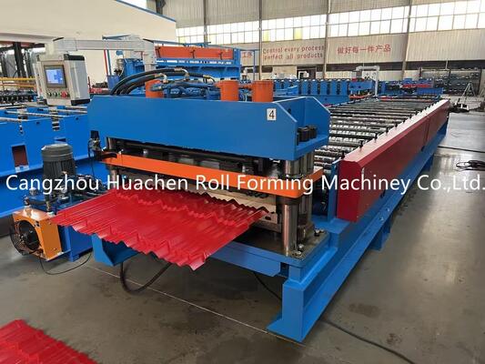 4 KW Hydraulic Cutter Szklane płytki Roll Forming Machine z 1200 mm szerokości cewki i 12 stacji rolka