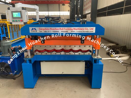 12 stacji Szklane płytki Roll Forming Machine dla 0,3-0,6 mm grubości blach stalowych z napędem łańcuchowym